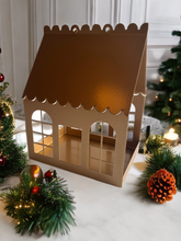 Load image into Gallery viewer, Limited Edition Gold Metal Christmas Birdhouse Centerpiece