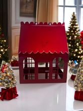 Load image into Gallery viewer, Limited Edition Candy Red Metal Christmas Birdhouse Centerpiece