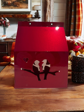 Load image into Gallery viewer, Limited Edition LoveBirds Christmas Metal Birdhouse - Candy Red