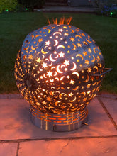 Load image into Gallery viewer, Large Stainless Steel Fire Pit Moon & Stars Globe Fire Ball 600mm (24") Diameter