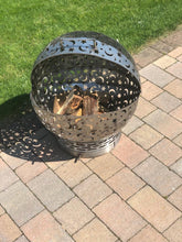 Load image into Gallery viewer, Large Stainless Steel Fire Pit Moon & Stars Globe Fire Ball 600mm (24") Diameter