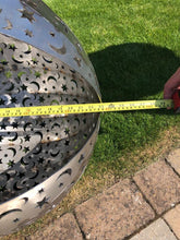 Load image into Gallery viewer, Large Stainless Steel Fire Pit Moon & Stars Globe Fire Ball 600mm (24") Diameter