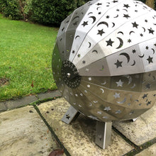 Load image into Gallery viewer, Stainless Steel Moon & Stars FirePit Globe FireBall