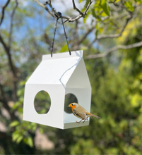 Load image into Gallery viewer, Modern Metal Design Birdhouse Feeder - White
