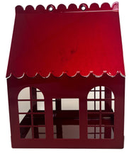 Load image into Gallery viewer, Limited Edition Candy Red Metal Christmas Birdhouse Centerpiece
