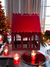 Load image into Gallery viewer, Limited Edition Candy Red Metal Christmas Birdhouse Centerpiece
