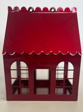Load image into Gallery viewer, Limited Edition Candy Red Metal Christmas Birdhouse Centerpiece
