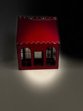 Load image into Gallery viewer, Limited Edition Candy Red Metal Christmas Birdhouse Centerpiece
