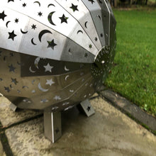 Load image into Gallery viewer, Stainless Steel Moon &amp; Stars FirePit Globe FireBall
